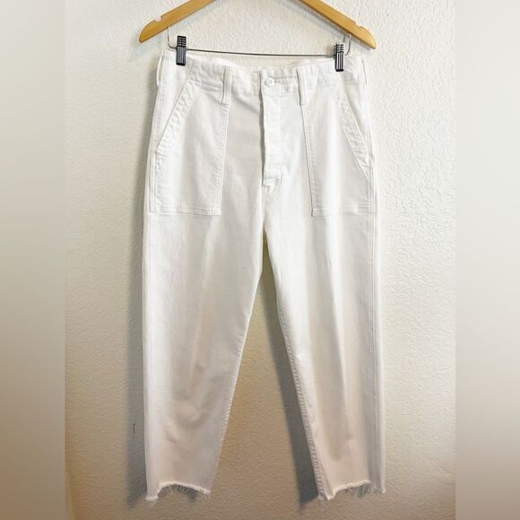 Mother Patch Pocket Private Ankle Fray Jeans White Fairest of them all 28 - Picture 4 of 12